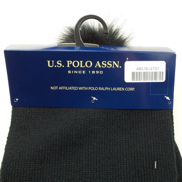 U.S. Polo Assn. Women's Scarf & Pom Pom Hat Set Black One Size Brand New MSRP$40 - Picture 4 of 6